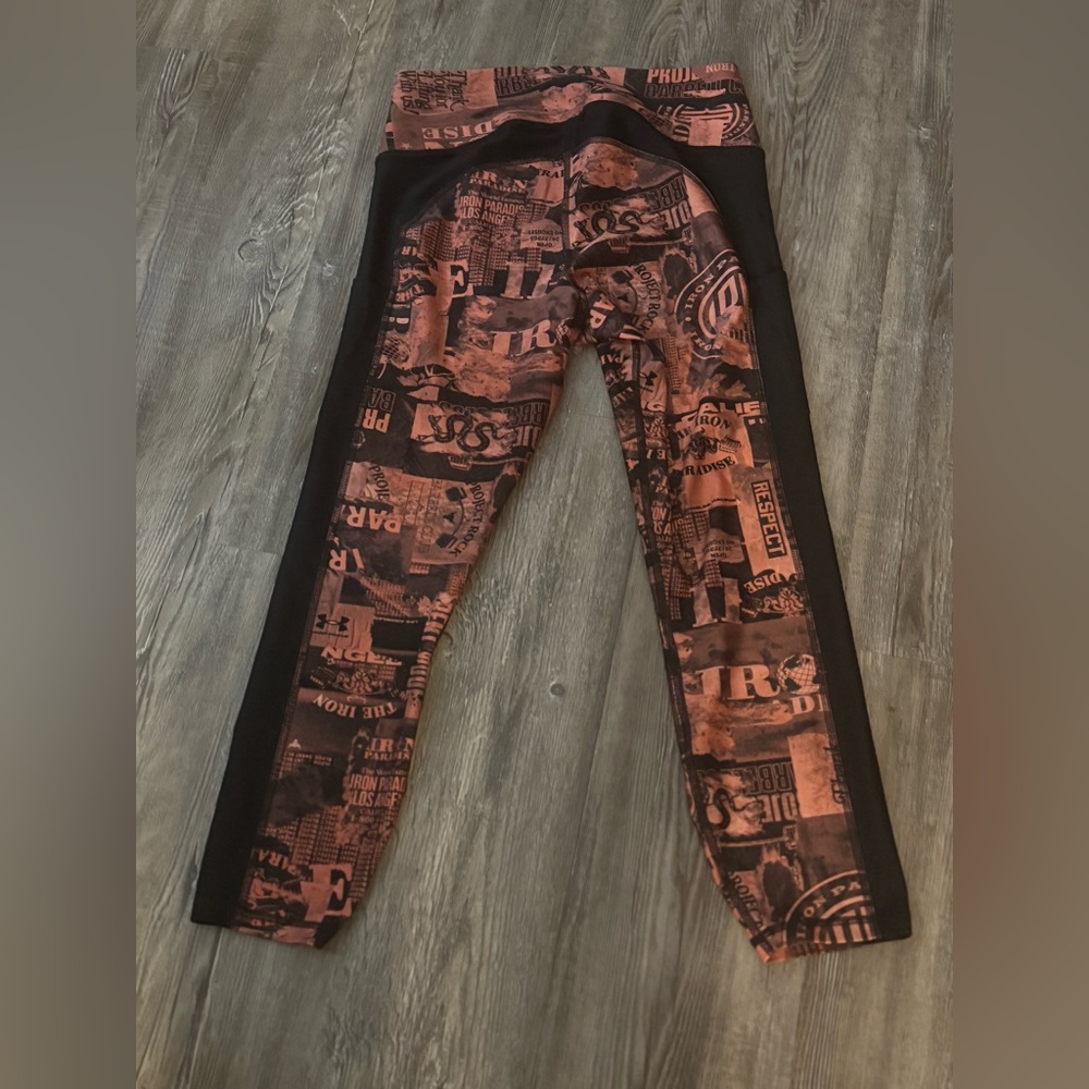 Under Armour x project rock collab Black and Orange Leggings EUC - Picture 2 of 5